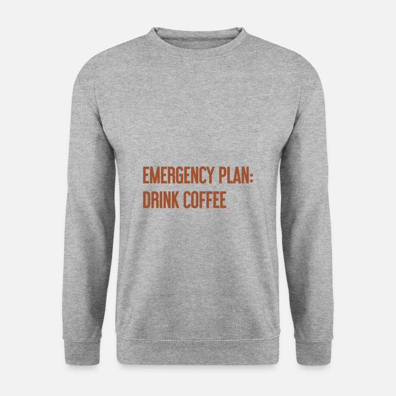 Kaffee-Notfallplan - Unisex Pullover - Weißgrau meliert