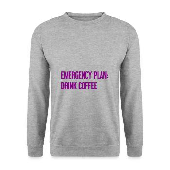 Kaffee-Notfallplan - Unisex Pullover - Weißgrau meliert - Vorne - Alina (178cm) & Michal (187cm)