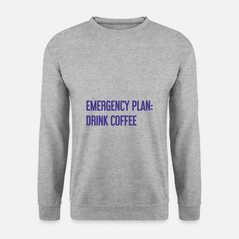 Kaffee-Notfallplan - Unisex Pullover - Weißgrau meliert