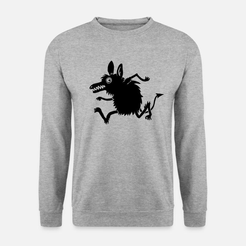 Monster rennt - Unisex Pullover - Weißgrau meliert