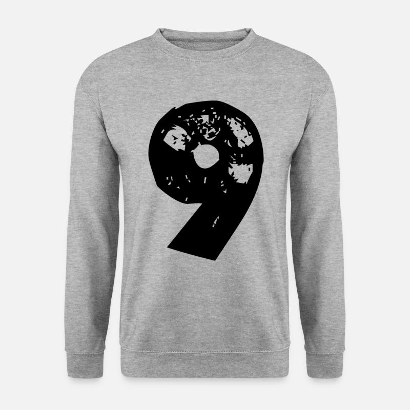 9 Zahl - Unisex Pullover - Weißgrau meliert