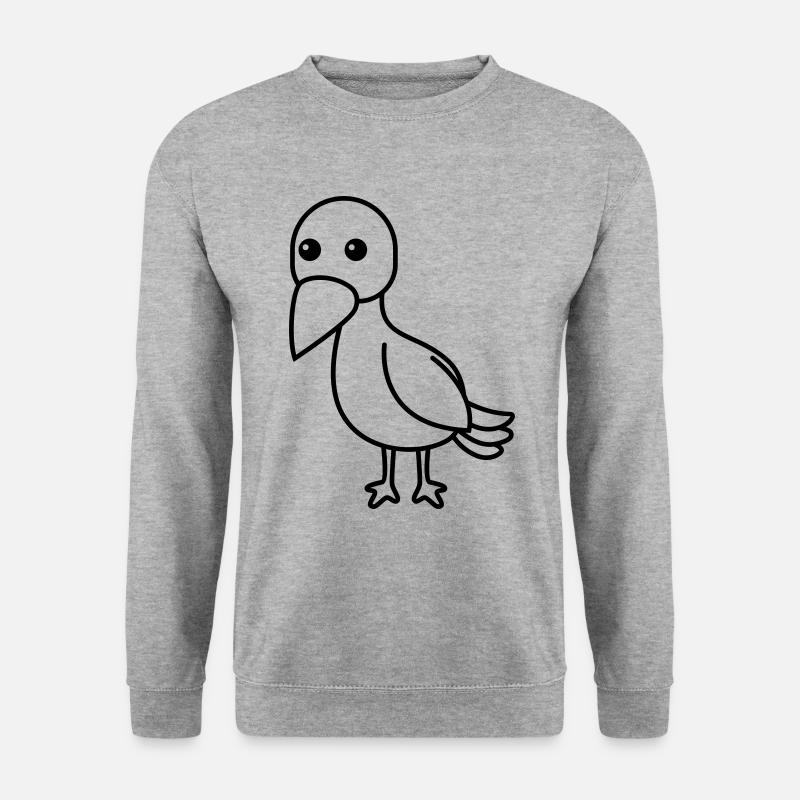 Krähe Comic Tier - Unisex Pullover - Weißgrau meliert