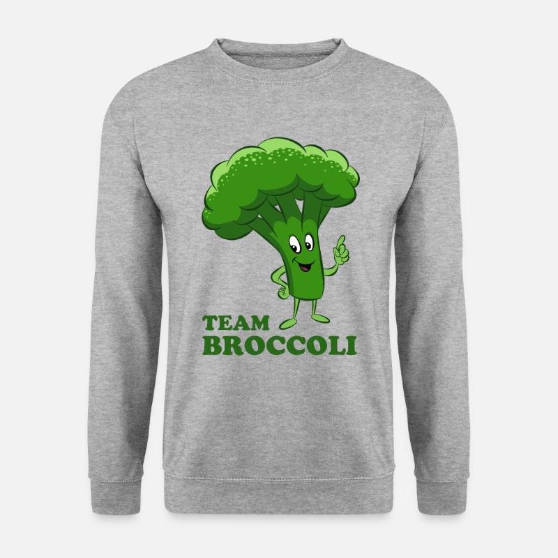 Team Broccoli - Gemüse, vegetarisch, vegan - Unisex Pullover - Weißgrau meliert