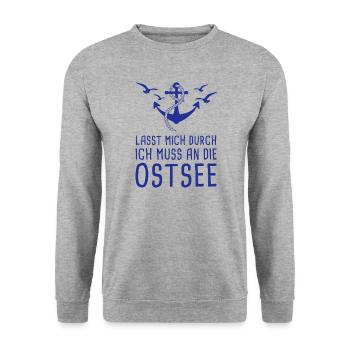 Lasst Mich Durch Ich Muss Nur An Die Ostsee Urlaub - Unisex Pullover - Weißgrau meliert - Vorne - Alina (178cm) & Michal (187cm)