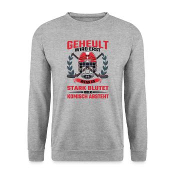Howling is only when it bleeds ice hockey - Unisex Sweatshirt - salt & pepper - Front - Alina (178cm) & Michal (187cm)