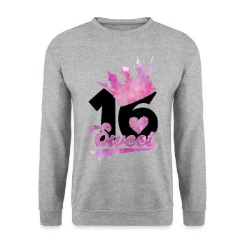 16ÈME ANNIVERSAIRE SWEET 16 - Sweat-shirt Unisexe - gris chiné - Devant - Alina (178cm) & Michal (187cm)