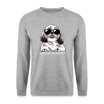Best Shih Tzu Dad Ever - Unisex Pullover - Weißgrau meliert - Vorne - Alina (178cm) & Michal (187cm)