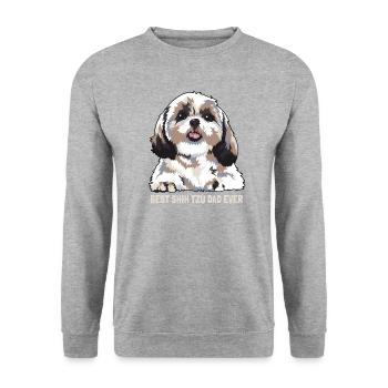 Best Shih Tzu Dad Ever - Unisex Sweatshirt - salt & pepper - Front - Alina (178cm) & Michal (187cm)
