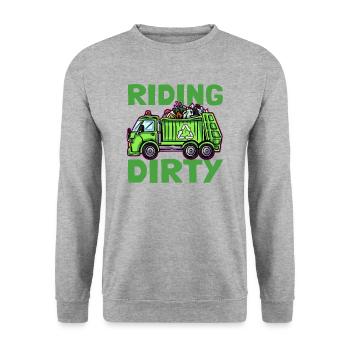 Riding Dirty Müllmann Müllwagen - Unisex Pullover - Weißgrau meliert - Vorne - Alina (178cm) & Michal (187cm)
