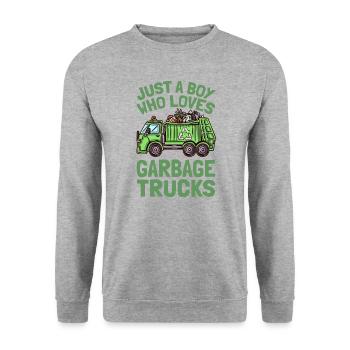 Just A Boy Who Loves Garbage Trucks Garbage Truck - Unisex Sweatshirt - salt & pepper - Front - Alina (178cm) & Michal (187cm)