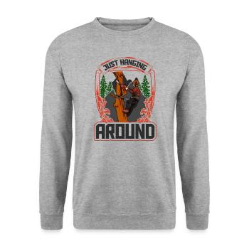 Woodworking Just Hanging Around Chainsaw - Unisex Pullover - Weißgrau meliert - Vorne - Alina (178cm) & Michal (187cm)