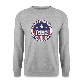 Legendary Since 1952 70. Geburtstag - Unisex Pullover - Weißgrau meliert - Vorne - Alina (178cm) & Michal (187cm)