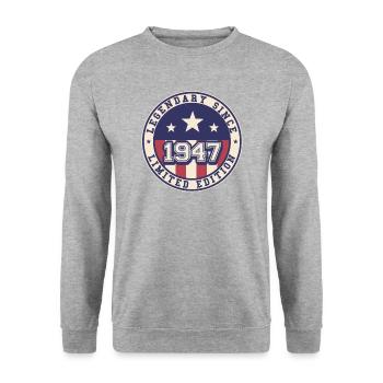 75 Years Old Legendary Since 1947 75th Birthday - Unisex Sweatshirt - salt & pepper - Front - Alina (178cm) & Michal (187cm)