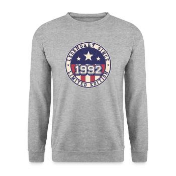 Legendary since 1992 30th birthday - Unisex Sweatshirt - salt & pepper - Front - Alina (178cm) & Michal (187cm)