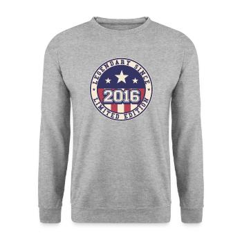 Legendary Since 2016 6th Birthday - Unisex Sweatshirt - salt & pepper - Front - Alina (178cm) & Michal (187cm)
