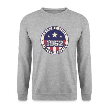 Awesome Since 1962 60th birthday - Unisex Sweatshirt - salt & pepper - Front - Alina (178cm) & Michal (187cm)