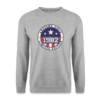 Awesome Since 1982 40th Birthday - Unisex Sweatshirt - salt & pepper - Front - Alina (178cm) & Michal (187cm)