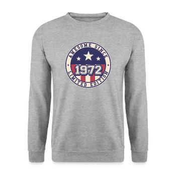 Awesome Since 1972 50th Birthday - Unisex Sweatshirt - salt & pepper - Front - Alina (178cm) & Michal (187cm)