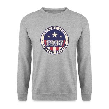 Awesome Since 1997 25th Birthday - Unisex Sweatshirt - salt & pepper - Front - Alina (178cm) & Michal (187cm)
