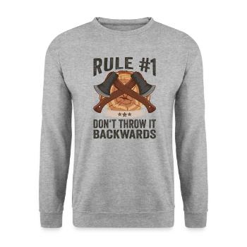 Règle de hache n ° 1 Ne le jetez pas à l’envers Bûcheron - Sweat-shirt Unisexe - gris chiné - Devant - Alina (178cm) & Michal (187cm)