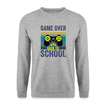 Zocker Game Over Retour à l’école Gamer - Sweat-shirt Unisexe - gris chiné - Devant - Alina (178cm) & Michal (187cm)