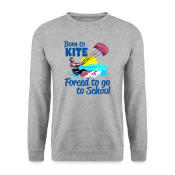 Kitesurfeur né pour le cerf-volant forcé d’aller à l’école - Sweat-shirt Unisexe - gris chiné - Devant - Alina (178cm) & Michal (187cm)