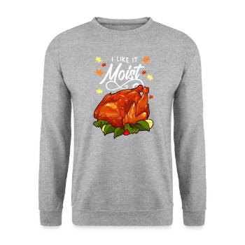 I Like It Moist - Unisex Pullover - Weißgrau meliert - Vorne - Alina (178cm) & Michal (187cm)