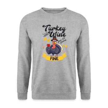 Wein Turquie et vin se sentant bien - Sweat-shirt Unisexe - gris chiné - Devant - Alina (178cm) & Michal (187cm)