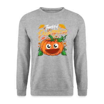 Pumpkins in the Patch Thankful Pumpkin - Unisex Sweatshirt - salt & pepper - Front - Alina (178cm) & Michal (187cm)