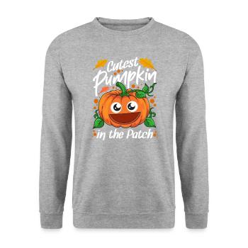 Citrouille la plus mignonne dans le patch Halloween - Sweat-shirt Unisexe - gris chiné - Devant - Alina (178cm) & Michal (187cm)