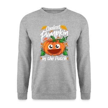 Coolest Pumpkin In The Patch Halloween - Unisex Sweatshirt - salt & pepper - Front - Alina (178cm) & Michal (187cm)