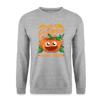 Coolest Pumpkin In The Patch Halloween - Unisex Sweatshirt - salt & pepper - Front - Alina (178cm) & Michal (187cm)