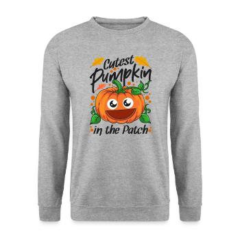 Citrouille la plus mignonne dans le patch Halloween - Sweat-shirt Unisexe - gris chiné - Devant - Alina (178cm) & Michal (187cm)
