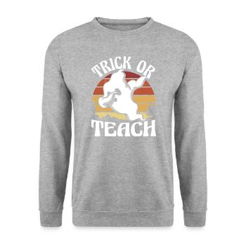 Trick Or Teach Lehrer Halloween - Unisex Pullover - Weißgrau meliert - Vorne - Alina (178cm) & Michal (187cm)