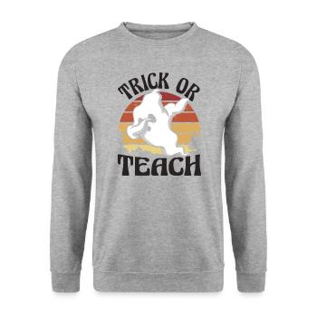 Trick Or Teach Lehrer Halloween - Unisex Pullover - Weißgrau meliert - Vorne - Alina (178cm) & Michal (187cm)