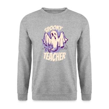 Spooky Teacher Lehrer Halloween - Unisex Pullover - Weißgrau meliert - Vorne - Alina (178cm) & Michal (187cm)