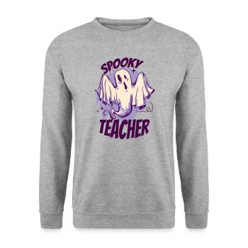 Spooky Teacher Lehrer Halloween - Unisex Pullover - Weißgrau meliert - Vorne - Alina (178cm) & Michal (187cm)