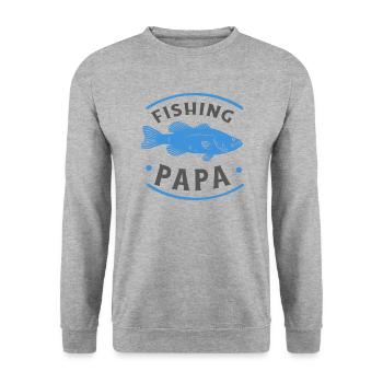 Angeln Fishing Papa Angler - Unisex Pullover - Weißgrau meliert - Vorne - Alina (178cm) & Michal (187cm)