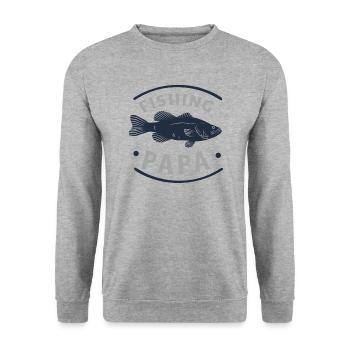 Angeln Fishing Papa Angler - Unisex Pullover - Weißgrau meliert - Vorne - Alina (178cm) & Michal (187cm)