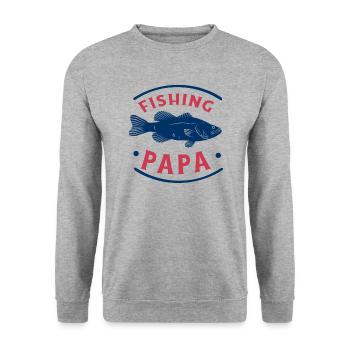 Angeln Fishing Papa Angler - Unisex Pullover - Weißgrau meliert - Vorne - Alina (178cm) & Michal (187cm)