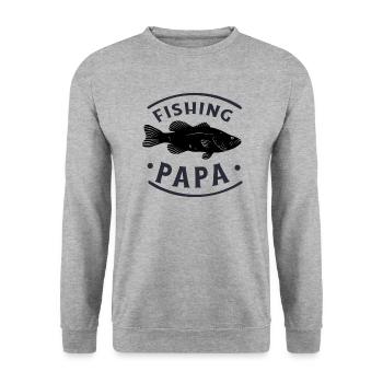 Angeln Fishing Papa Angler - Unisex Pullover - Weißgrau meliert - Vorne - Alina (178cm) & Michal (187cm)
