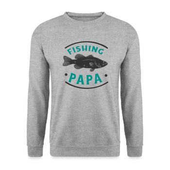 Angeln Fishing Papa Angler - Unisex Pullover - Weißgrau meliert - Vorne - Alina (178cm) & Michal (187cm)