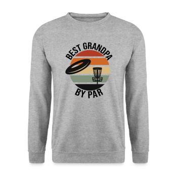 Best Grandpa By Par Fathers Day Frisbee Disc Golf - Unisex Sweatshirt - salt & pepper - Front - Alina (178cm) & Michal (187cm)
