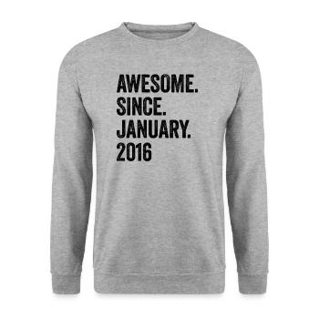 Awesome Since January 2016 7. Geburtstag - Unisex Pullover - Weißgrau meliert - Vorne - Alina (178cm) & Michal (187cm)
