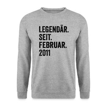 12 ans légendaire depuis février 2011 12ème anniversaire - Sweat-shirt Unisexe - gris chiné - Devant - Alina (178cm) & Michal (187cm)