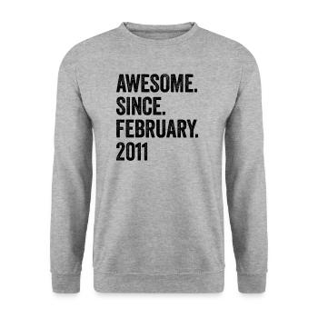 12 Years Awesome Since February 2011 12th Birthday - Unisex Sweatshirt - salt & pepper - Front - Alina (178cm) & Michal (187cm)