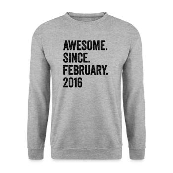 7 Years Awesome Since February 2016 7th Birthday - Unisex Sweatshirt - salt & pepper - Front - Alina (178cm) & Michal (187cm)
