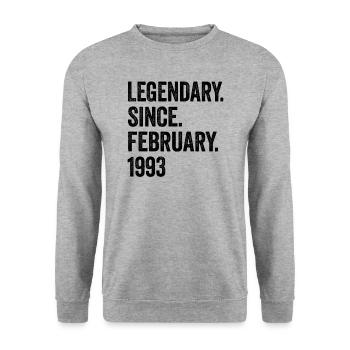 Legendary Since February 1993 30. Geburtstag - Unisex Pullover - Weißgrau meliert - Vorne - Alina (178cm) & Michal (187cm)