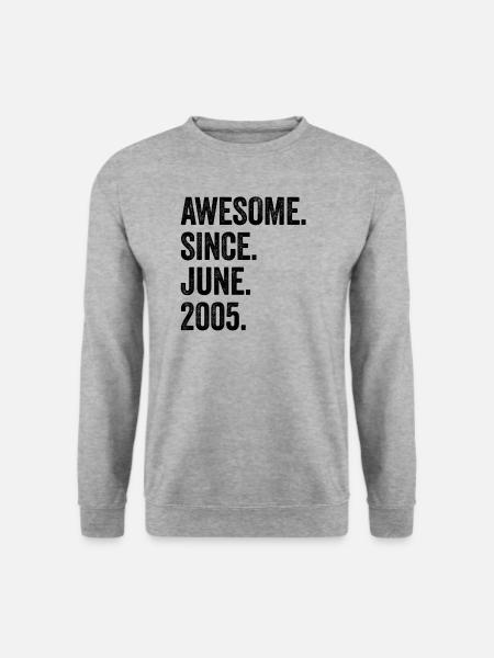 18. Geburtstag 18 Jahre Awesome Since June 2005 - Unisex Pullover - Weißgrau meliert