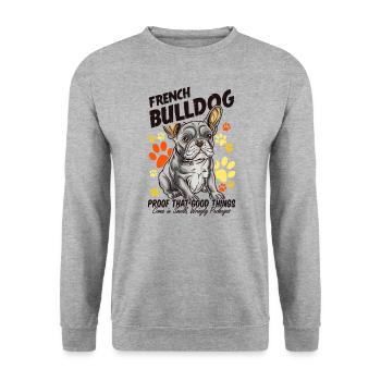 Französische Bulldogge Frenchie French Bulldog - Sweat-shirt Unisexe - gris chiné - Devant - Alina (178cm) & Michal (187cm)